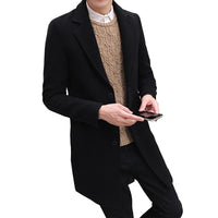 2019 New Winter Woolen Coat Men Leisure Long Sections Woolen Coats Mens Pure Color Casual Fashion Jackets / Casual Men Overcoat