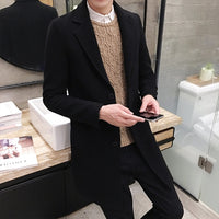 2019 New Winter Woolen Coat Men Leisure Long Sections Woolen Coats Mens Pure Color Casual Fashion Jackets / Casual Men Overcoat