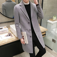 2019 New Winter Woolen Coat Men Leisure Long Sections Woolen Coats Mens Pure Color Casual Fashion Jackets / Casual Men Overcoat