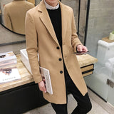 2019 New Winter Woolen Coat Men Leisure Long Sections Woolen Coats Mens Pure Color Casual Fashion Jackets / Casual Men Overcoat