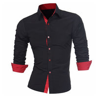 Men Business Dress Shirt Men's Autumn Casual Formal Solid Slim Fit Long Sleeve Dress Shirt Top Blouse Men Chemise Homme