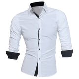 Men Business Dress Shirt Men's Autumn Casual Formal Solid Slim Fit Long Sleeve Dress Shirt Top Blouse Men Chemise Homme