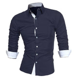 Men Business Dress Shirt Men's Autumn Casual Formal Solid Slim Fit Long Sleeve Dress Shirt Top Blouse Men Chemise Homme