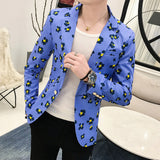 Unique designs Stage Costume Tuxedos Blazer Men Slim fit Letter Floral print Suit Mens Blazer Jacket White Black