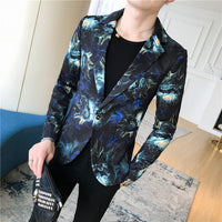 Unique designs Stage Costume Tuxedos Blazer Men Slim fit Letter Floral print Suit Mens Blazer Jacket White Black