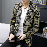 Unique designs Stage Costume Tuxedos Blazer Men Slim fit Letter Floral print Suit Mens Blazer Jacket White Black