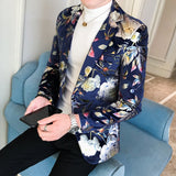 Unique designs Stage Costume Tuxedos Blazer Men Slim fit Letter Floral print Suit Mens Blazer Jacket White Black