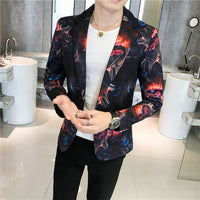 Unique designs Stage Costume Tuxedos Blazer Men Slim fit Letter Floral print Suit Mens Blazer Jacket White Black