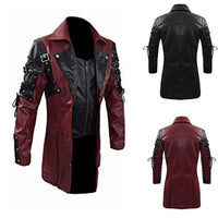 2019 Men Faux Leather Jackets Autumn Fashion Steampunk Gothic Turn Down Collar Motorcycle Jackets Male Zippers Leather Coat 3XL