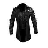 2019 Men Faux Leather Jackets Autumn Fashion Steampunk Gothic Turn Down Collar Motorcycle Jackets Male Zippers Leather Coat 3XL