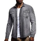 New arrival autumn long-sleeved shirts men shirt solid male denim fashion shirt tops men's jeans shirt