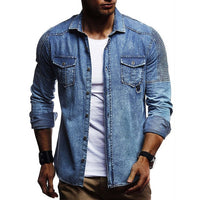 New arrival autumn long-sleeved shirts men shirt solid male denim fashion shirt tops men's jeans shirt