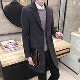 2019 New Winter Woolen Coat Men Leisure Long Sections Woolen Coats Mens Pure Color Casual Fashion Jackets / Casual Men Overcoat