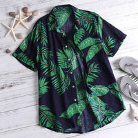 Casual Mens Beach Hawaiian Shirts Cotton Floral Mens Printed Hawaiian Loose Beachwear Short Sleeve Casual Buttons Shirt