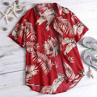 Casual Mens Beach Hawaiian Shirts Cotton Floral Mens Printed Hawaiian Loose Beachwear Short Sleeve Casual Buttons Shirt