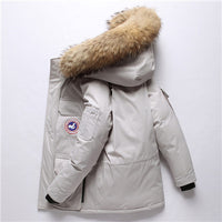 Winter Down Parkas Jacket Men White Duck Down Coat Men's Thick Snow Parka Overcoat Windbreaker Long Fur Hooded Warm Parkas