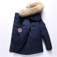 Winter Down Parkas Jacket Men White Duck Down Coat Men's Thick Snow Parka Overcoat Windbreaker Long Fur Hooded Warm Parkas