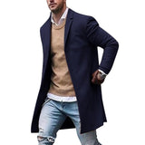 2019 Men winter Blazer Coats Stand Collar Blazers Autumn Winter Blazer Outwears Solid Color Breasted Men Long Blends Jacket