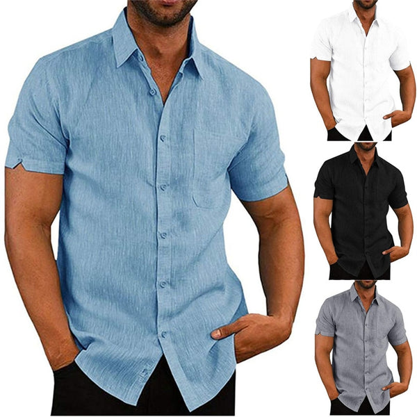 Mens Luxury Short Sleeve Summer Solid Shirts Casual Loose Soft Tops Tee 4 Colors