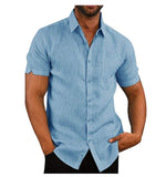 Mens Luxury Short Sleeve Summer Solid Shirts Casual Loose Soft Tops Tee 4 Colors