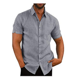 Mens Luxury Short Sleeve Summer Solid Shirts Casual Loose Soft Tops Tee 4 Colors