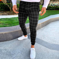 streetwear Fashion Men Casual Plaid Print Drawstring Elastic Waist Long Pants Trousers pantalones hombre cargo pants men