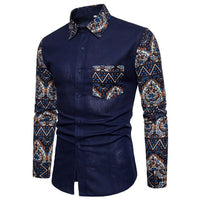 Fashion Spring Autumn Casual Men Shirt Slim Fit Flower Print Linen Shirt Long-sleeved Shirts Male Floral Social Masculina M-5XL