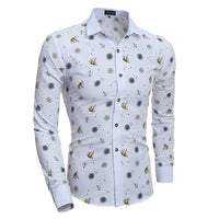 Men Shirt 2019 Spring Summer New 3D Print Patchwork Flower Shirt Fashion Trend Brand Clothing Slim Society Street Shirt Men