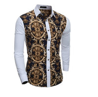 Men Shirt 2019 Spring Summer New 3D Print Patchwork Flower Shirt Fashion Trend Brand Clothing Slim Society Street Shirt Men