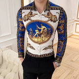 Gold Leopard Print Shirt Men Camisa Masculina Long Sleeve Four Slim Fit Casual Shirts Summer Brand New Mens Club Social Top 6XL