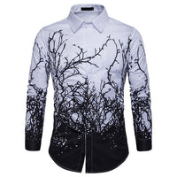 2019 Luxury Printing Shirt Men Black White Long Sleeve Camisa Masculina Slim Fit Chemise Homme Social Shirt Male Eu Size S-2XL